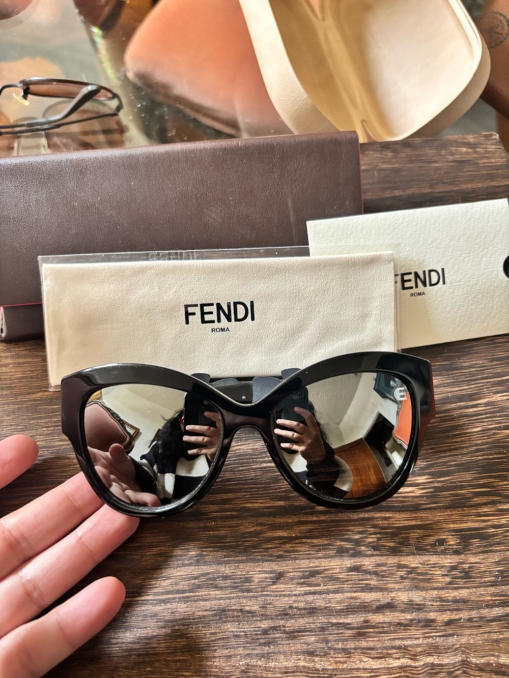 Fendi Black Oversized Cat-Eye Sunglasses
